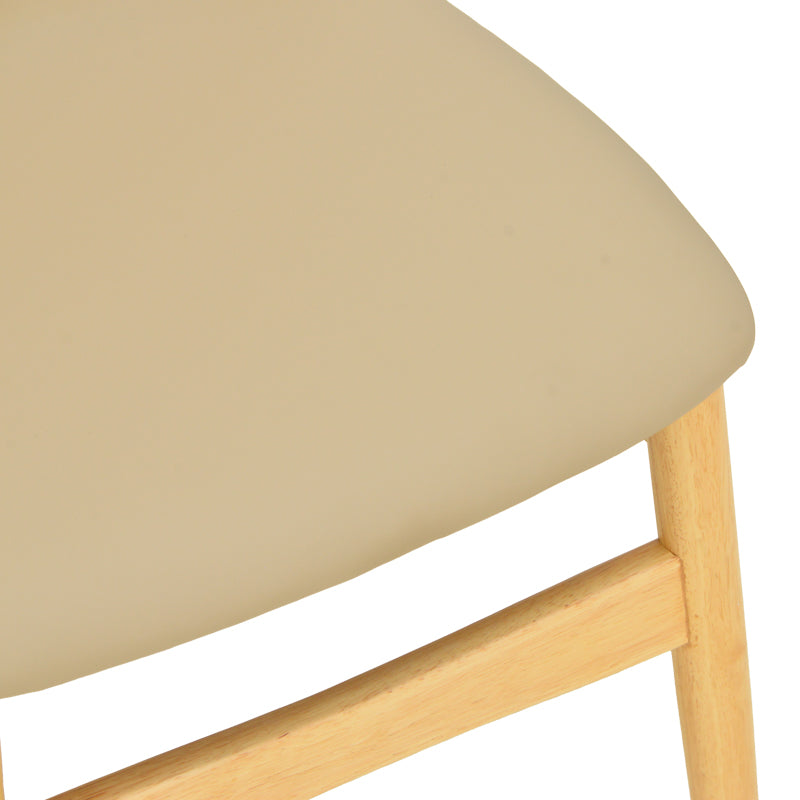 Καρέκλα Cardith Rubberwood-Plywood σε Φυσική Απόχρωση-PU Μπεζ 48x51x78