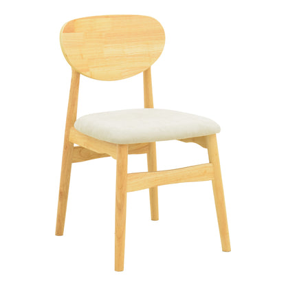 Καρέκλα Cardith Rubberwood-Plywood σε Φυσική Απόχρωση-Ύφασμα Γκρι-Μπεζ 48x51x78