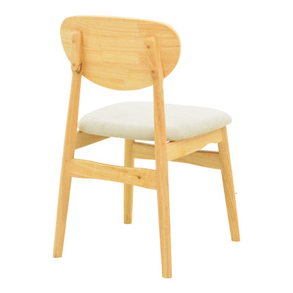 Καρέκλα Cardith Rubberwood-Plywood σε Φυσική Απόχρωση-Ύφασμα Γκρι-Μπεζ 48x51x78