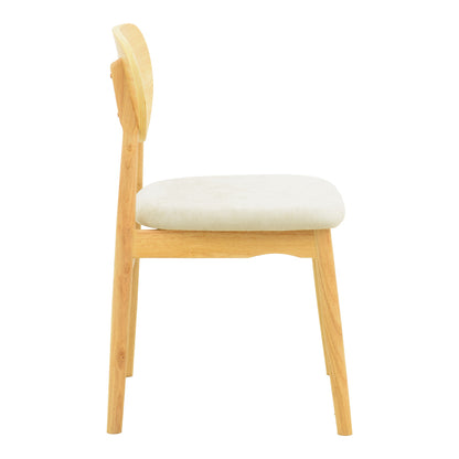 Καρέκλα Cardith Rubberwood-Plywood σε Φυσική Απόχρωση-Ύφασμα Γκρι-Μπεζ 48x51x78