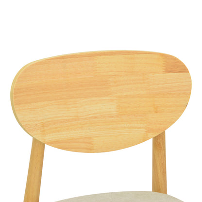 Καρέκλα Cardith Rubberwood-Plywood σε Φυσική Απόχρωση-Ύφασμα Γκρι-Μπεζ 48x51x78