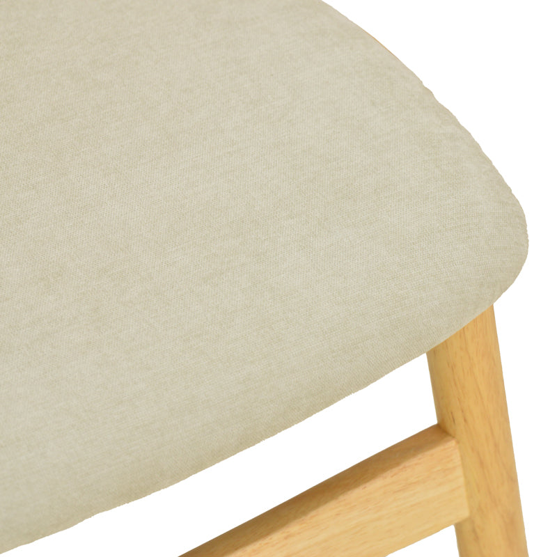Καρέκλα Cardith Rubberwood-Plywood σε Φυσική Απόχρωση-Ύφασμα Γκρι-Μπεζ 48x51x78