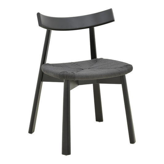 Καρέκλα Clareta Rubberwood-Σχοινί σε Μαύρη Απόχρωση 53x55x79