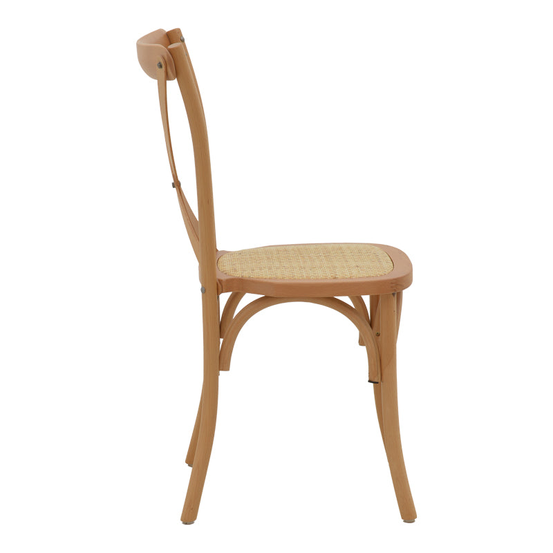 Καρέκλα Dylon Καρυδί Ξύλο Οξιάς-Έδρα Φυσικό Rattan 48x52x89