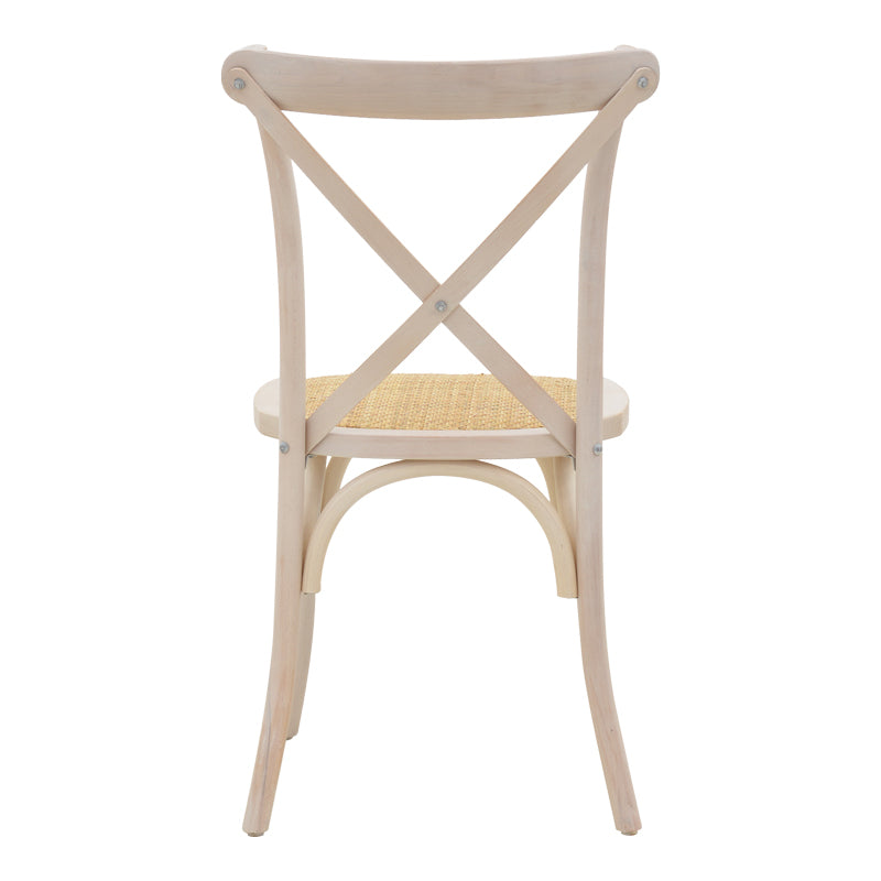 Καρέκλα Dylon White Wash Ξύλο Οξιάς-Έδρα Φυσικό Rattan 48x52x89