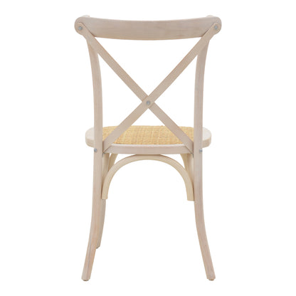 Καρέκλα Dylon White Wash Ξύλο Οξιάς-Έδρα Φυσικό Rattan 48x52x89