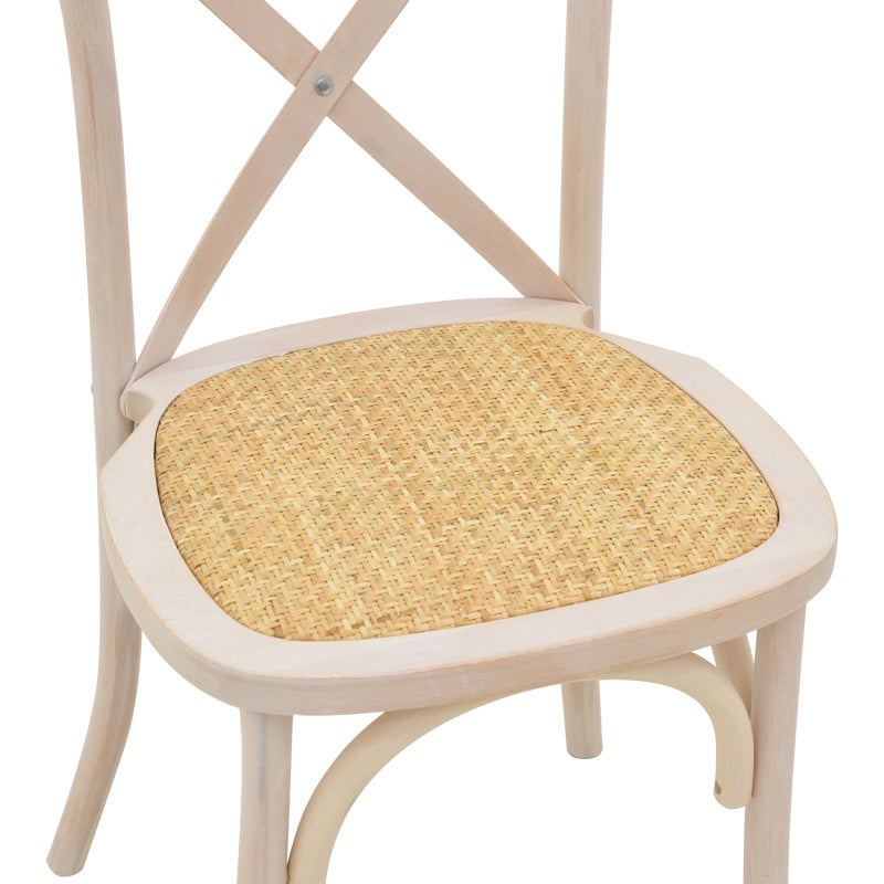 Καρέκλα Dylon White Wash Ξύλο Οξιάς-Έδρα Φυσικό Rattan 48x52x89