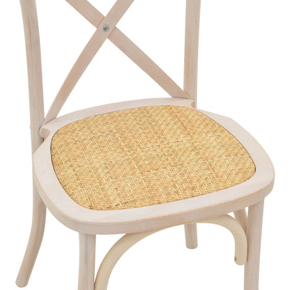 Καρέκλα Dylon White Wash Ξύλο Οξιάς-Έδρα Φυσικό Rattan 48x52x89