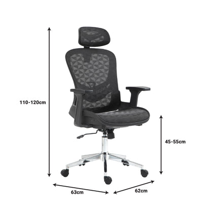 Καρέκλα Γραφείου Εργασίας Mergi Μαύρο Mesh 62x63x120