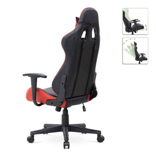 Καρέκλα Γραφείου Gaming Alonso από Τεχνόδερμα Χρώμα Κόκκινο - Μαύρο 67x70x125/135