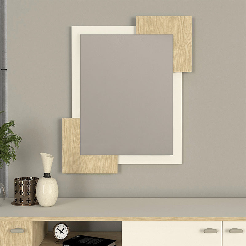 Καθρέπτης Τοίχου Selinos Χρώμα Sandstone - Rota Oak 65x2,2x85