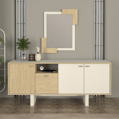 Καθρέπτης Τοίχου Selinos Χρώμα Sandstone - Rota Oak 65x2,2x85