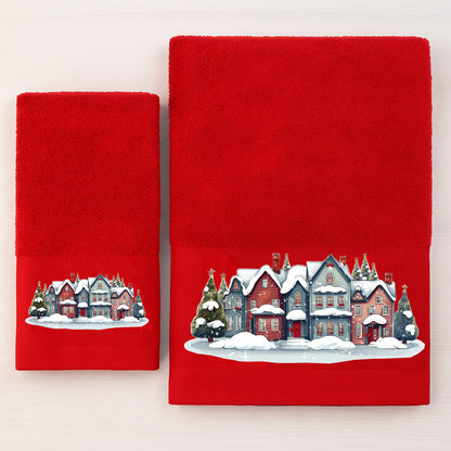 Χριστουγεννιάτικες Πετσέτες (Σετ 2 Τεμ.) Christmas Houses