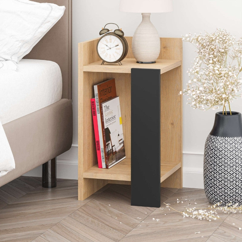 Κομοδίνο Elos Χρώμα Saphhire Oak - Silky Black 30x31,7x55