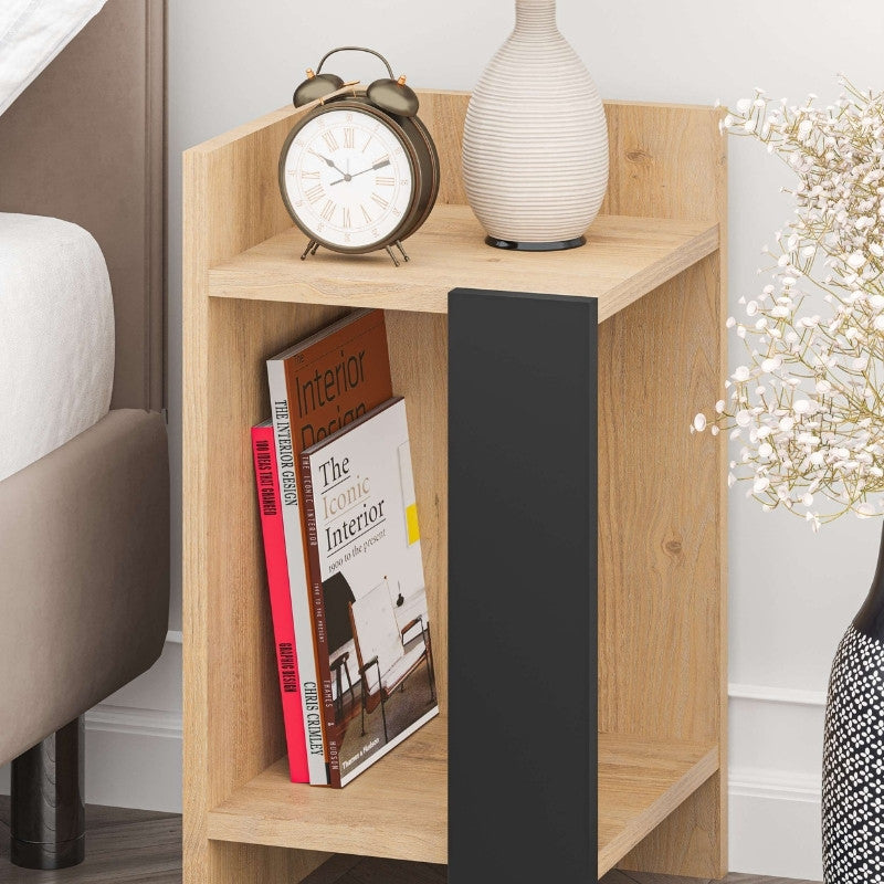 Κομοδίνο Elos Χρώμα Saphhire Oak - Silky Black 30x31,7x55