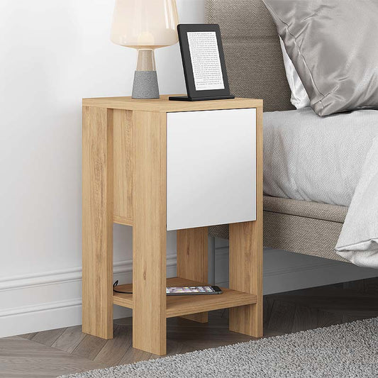 Κομοδίνο Ema Χρώμα Sapphire Oak - Λευκό 30x30x55