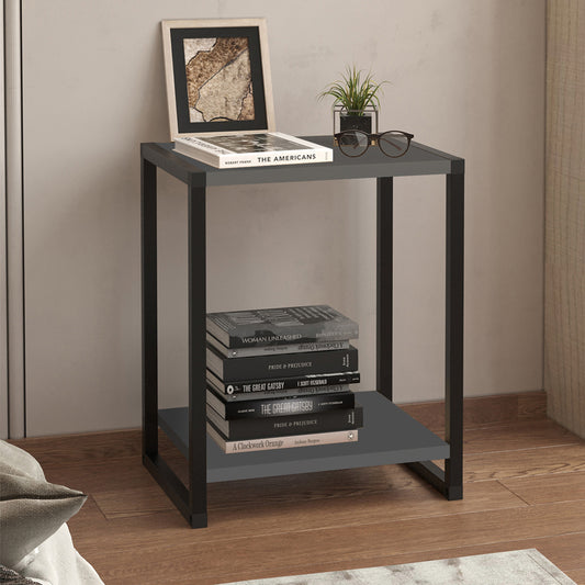 Κομοδίνο Gina Χρώμα Ανθρακί - Μαύρο 39x30x48