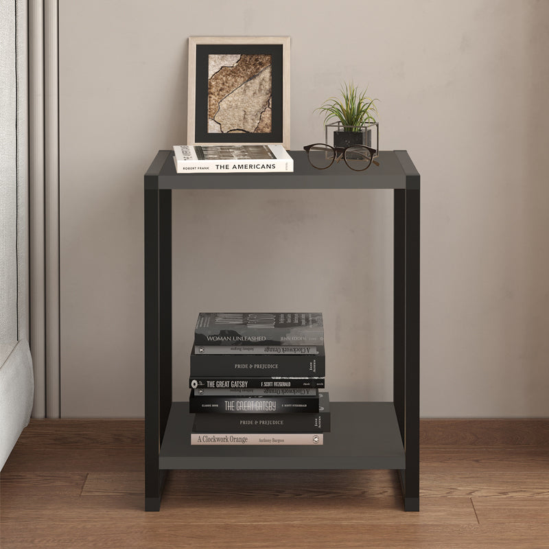 Κομοδίνο Gina Χρώμα Ανθρακί - Μαύρο 39x30x48