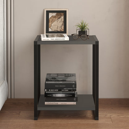 Κομοδίνο Gina Χρώμα Ανθρακί - Μαύρο 39x30x48