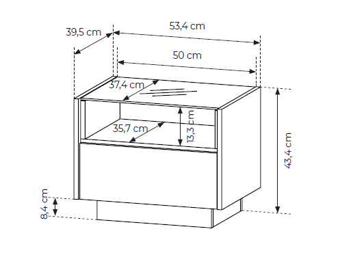 Κομοδίνο Hori Μπεζ Ανοιχτό 53.4x39.5x43.4