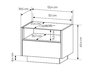 Κομοδίνο Hori Μπεζ Ανοιχτό 53.4x39.5x43.4