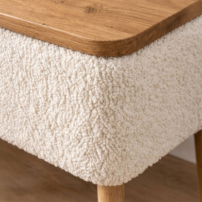 Κομοδίνο Nivo Ύφασμα Teddy Χρώμα Λευκό - Pine Oak 45x35x45