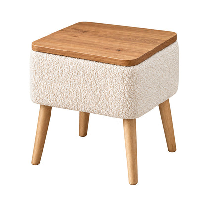 Κομοδίνο Nivo Ύφασμα Teddy Χρώμα Λευκό - Pine Oak 45x35x45