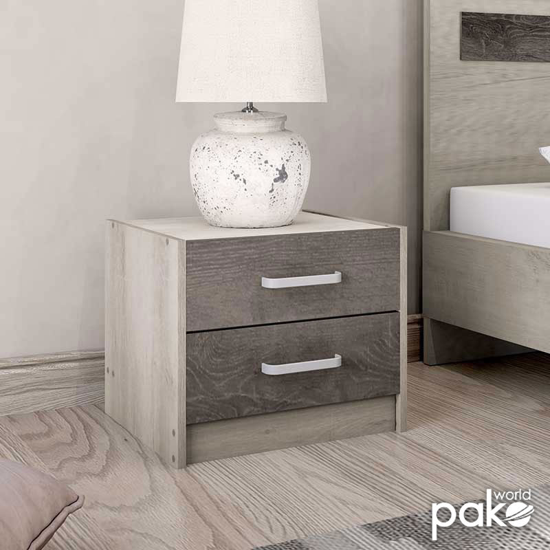 Κομοδίνο Olympus με 2 Συρτάρια Χρώμα Castillo-Toro 47,5x40,5x40,5
