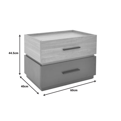 Κομοδίνο Sonlen MDF σε Sonoma-Ανθρακί Απόχρωση 60x40x44.5