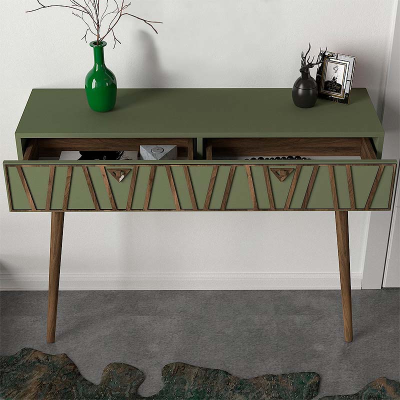 Κονσόλα Επιτοίχια Forest Χρώμα Λαδί - Καρυδί 120x35x89,3