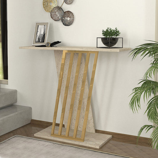Κονσόλα Gravity Χρώμα Travertine - Χρυσό 90x29,6x76,8