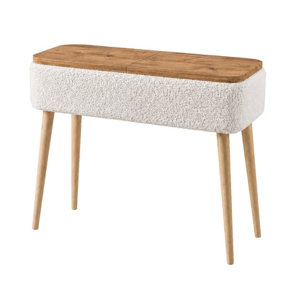 Κονσόλα Luno Ύφασμα Teddy Χρώμα Λευκό - Pine Oak 90x30x90