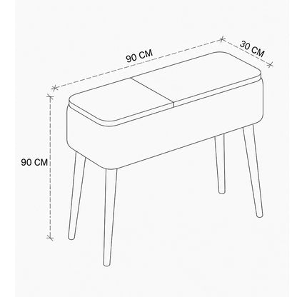 Κονσόλα Luno Ύφασμα Teddy Χρώμα Λευκό - Pine Oak 90x30x90