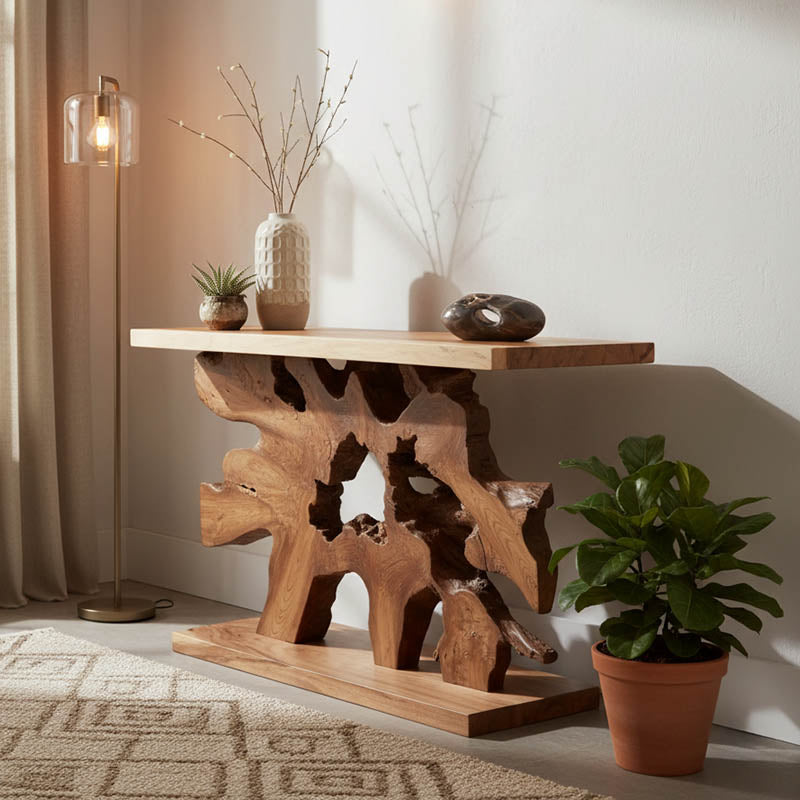 Κονσόλα Nasiol Teak Ξύλο σε Φυσική Απόχρωση 120x40x75