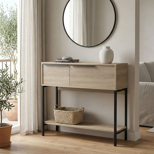Κονσόλα Nordic σε Sonoma-Μαύρη Απόχρωση 90x29,5x76