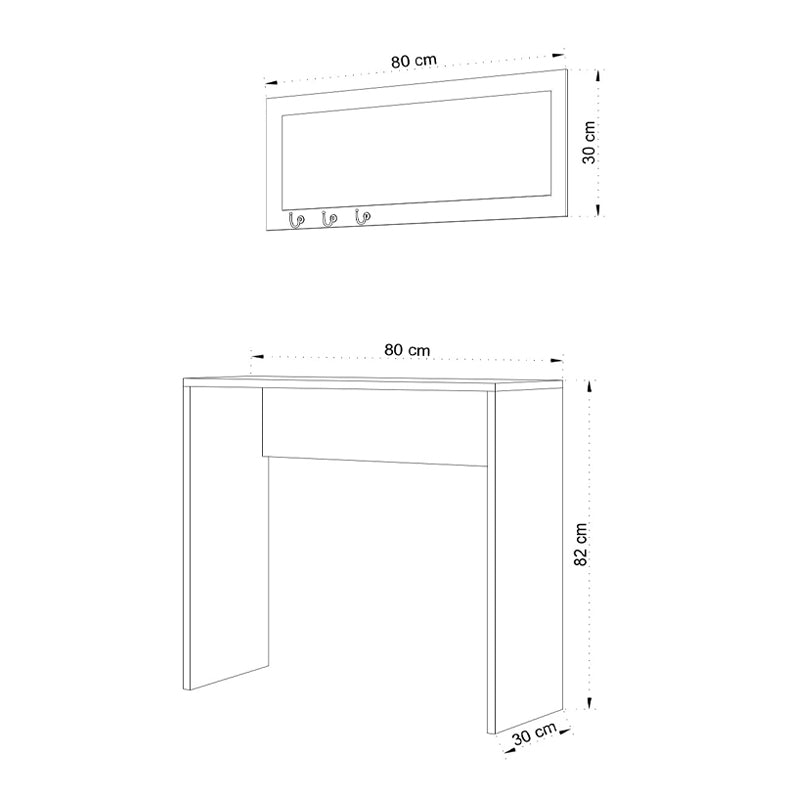 Κονσόλα με Καθρέπτη Cosenza Χρώμα Oak 80x30x82
