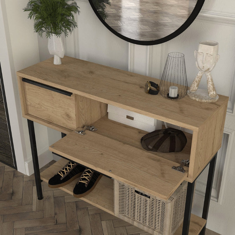 Κονσόλα με Καθρέπτη Suzy Χρώμα Sapphire Oak 90x29,6x76