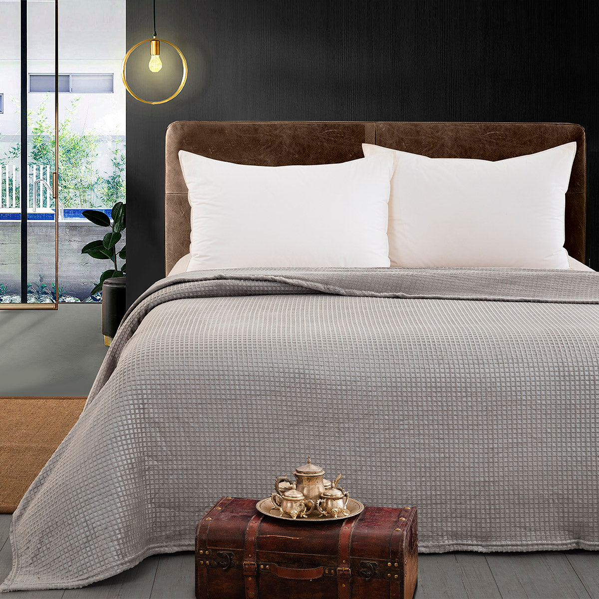 Κουβέρτα Μονόχρωμη Μονή Fleece Art 11555 160x220εκ Γκρι