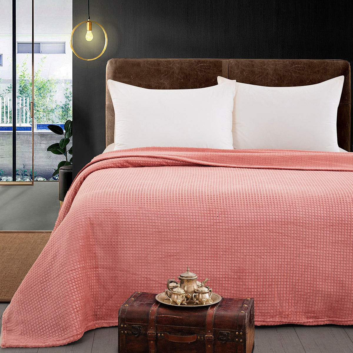 Κουβέρτα Μονόχρωμη Υπέρδιπλη Fleece Art 11551 220x240εκ Ροδακινί