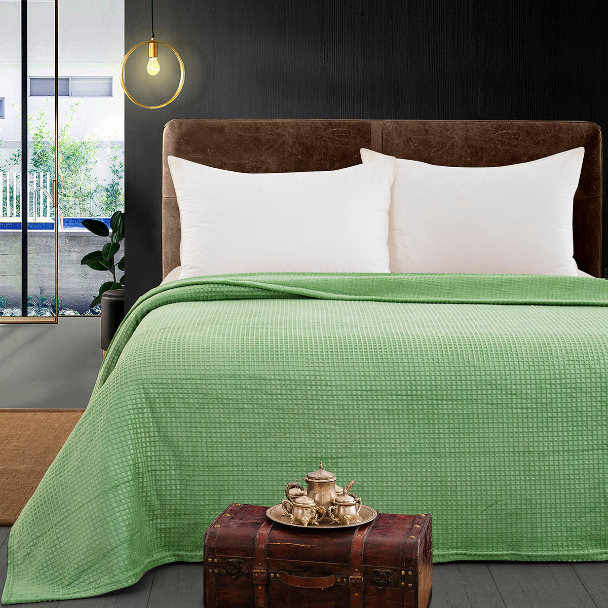 Κουβέρτα Μονόχρωμη Υπέρδιπλη Fleece Art 11552 220x240εκ Πράσινο