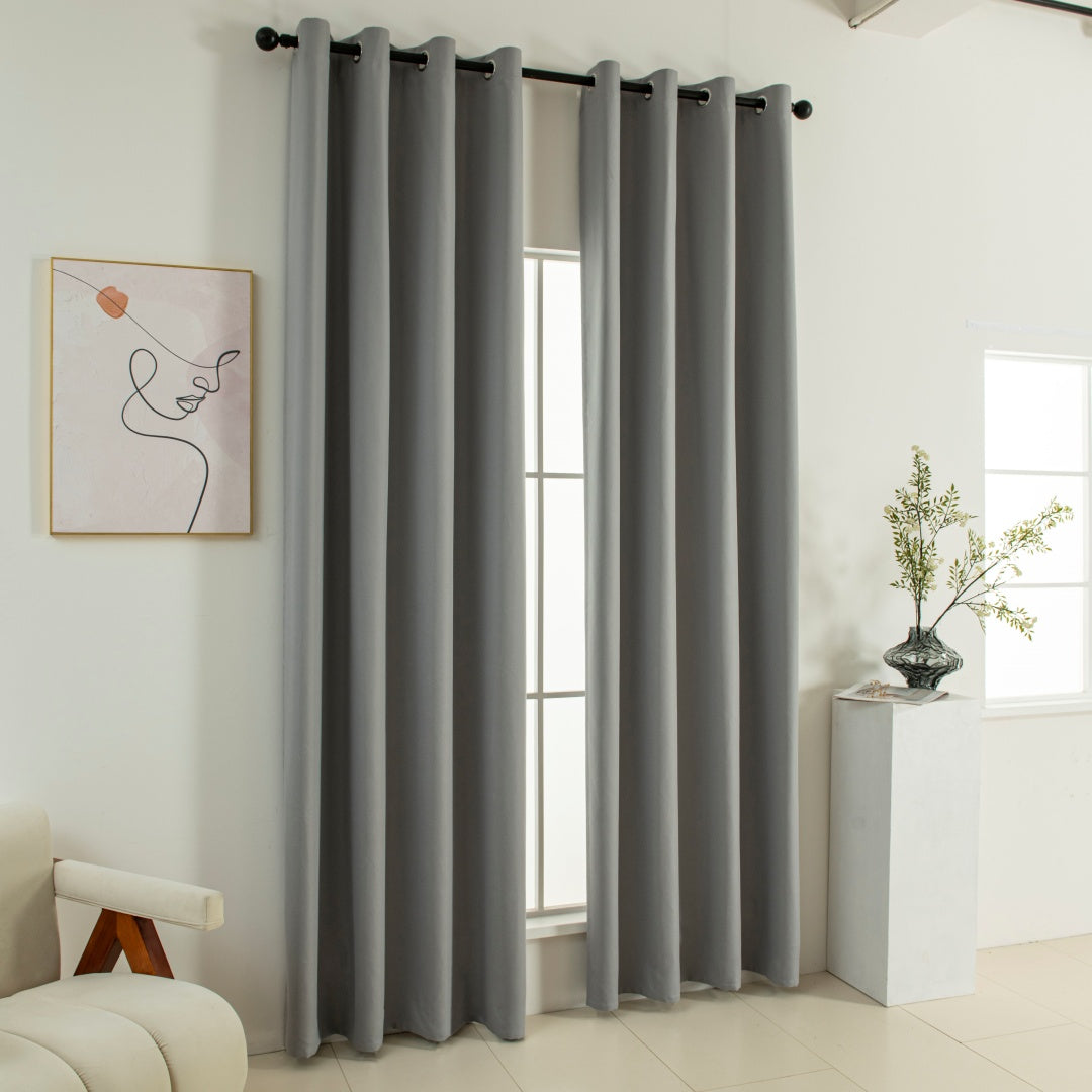 Κουρτίνα Full Blackout Σκίασης με 8 Κρίκους Soft Art 8391 140x270εκ Γκρι