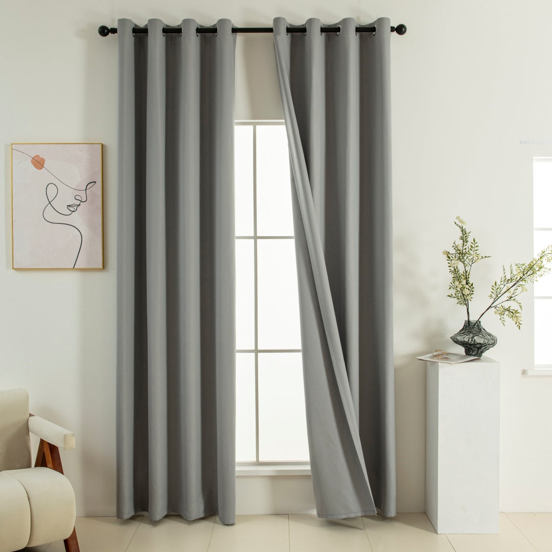Κουρτίνα Full Blackout Σκίασης με 8 Κρίκους Soft Art 8391 140x270εκ Γκρι