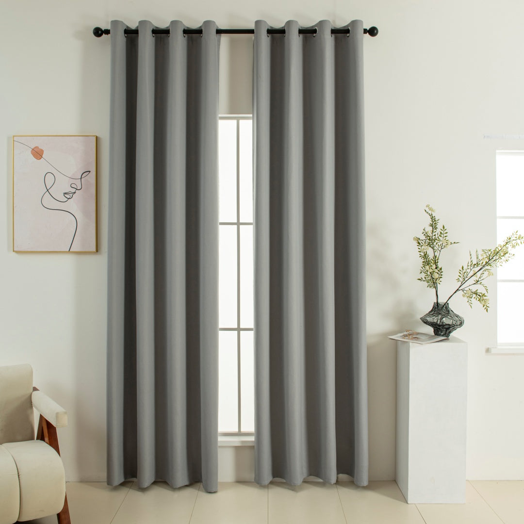Κουρτίνα Full Blackout Σκίασης με 8 Κρίκους Soft Art 8391 140x270εκ Γκρι