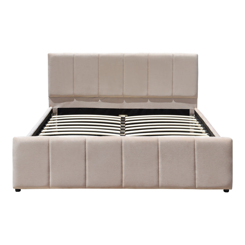 Doulia Double Bed Beige Velvet 150x200cm