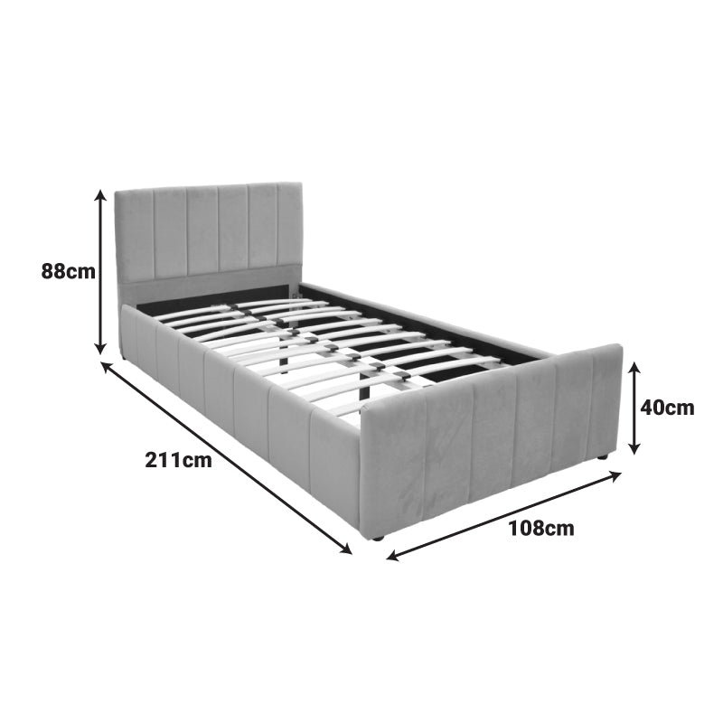 Doulia Single Bed Anthracite Velvet 100x200cm