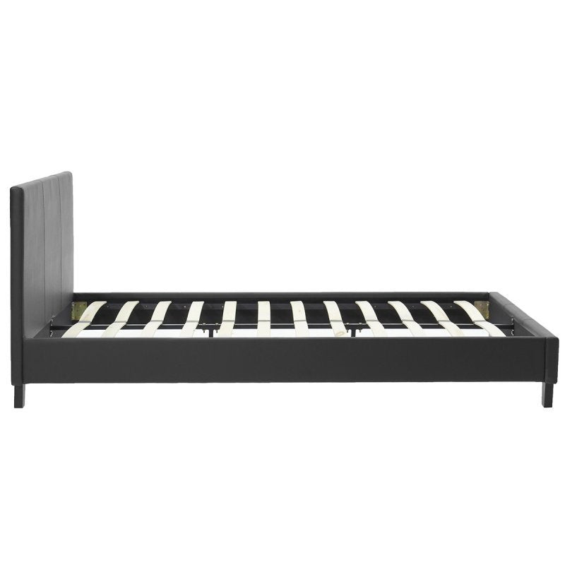 Κρεβάτι Nevil Διπλό 150x200 PU Χρώμα Μαύρο Ματ
