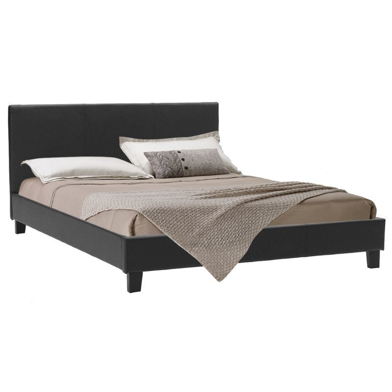 Κρεβάτι Nevil Διπλό 150x200 PU Χρώμα Μαύρο Ματ