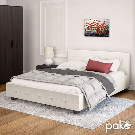 Κρεβάτι Roi Διπλό 160x200 PU Λευκό Ματ + Αποθηκευτικό Χώρο