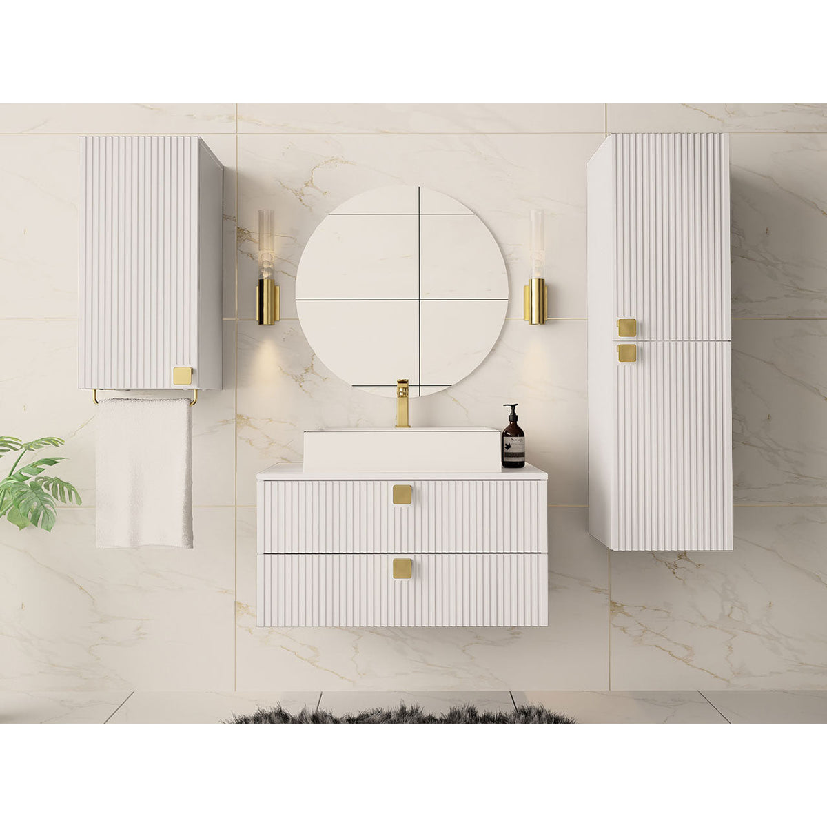 Κρεμαστή Στήλη Μπάνιου Gariano Plus Λευκό 35x35x120