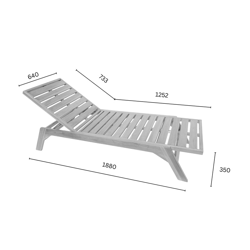 Ξαπλώστρα Melop Teak Ξύλο σε Φυσική Απόχρωση 200x70x35